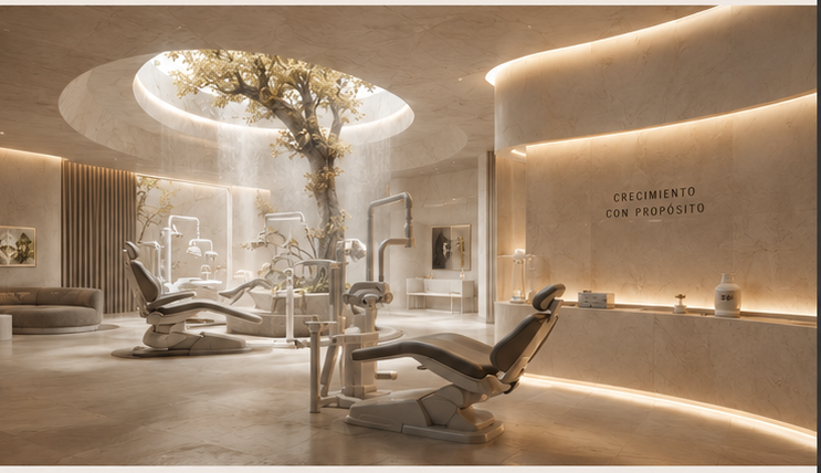 Concepto de clínica dental utópica, luminosa y contemporánea